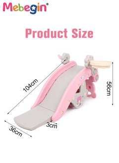 MEBEGIN 2 in 1 Foldable Slide with Basketball Hoop and Extra Long Slide Slope, Freestanding Baby Slide Climber Playset Toys, Can Transform into Rocking Horse, Indoor and Outdoor Use, 104*36*56cm  - Image 3