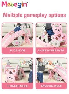 MEBEGIN 2 in 1 Foldable Slide with Basketball Hoop and Extra Long Slide Slope, Freestanding Baby Slide Climber Playset Toys, Can Transform into Rocking Horse, Indoor and Outdoor Use, 104*36*56cm  - Image 4