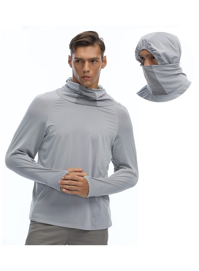NIBEMINENT Men's Sun Protection Hoodie UPF 50+ Fishing Hiking Shirt UV Shirts with Mask for Men Long Sleeve Lightweight  - Image 1