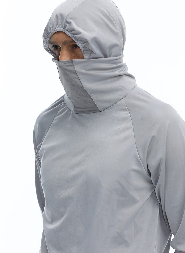 NIBEMINENT Men's Sun Protection Hoodie UPF 50+ Fishing Hiking Shirt UV Shirts with Mask for Men Long Sleeve Lightweight  - Image 2