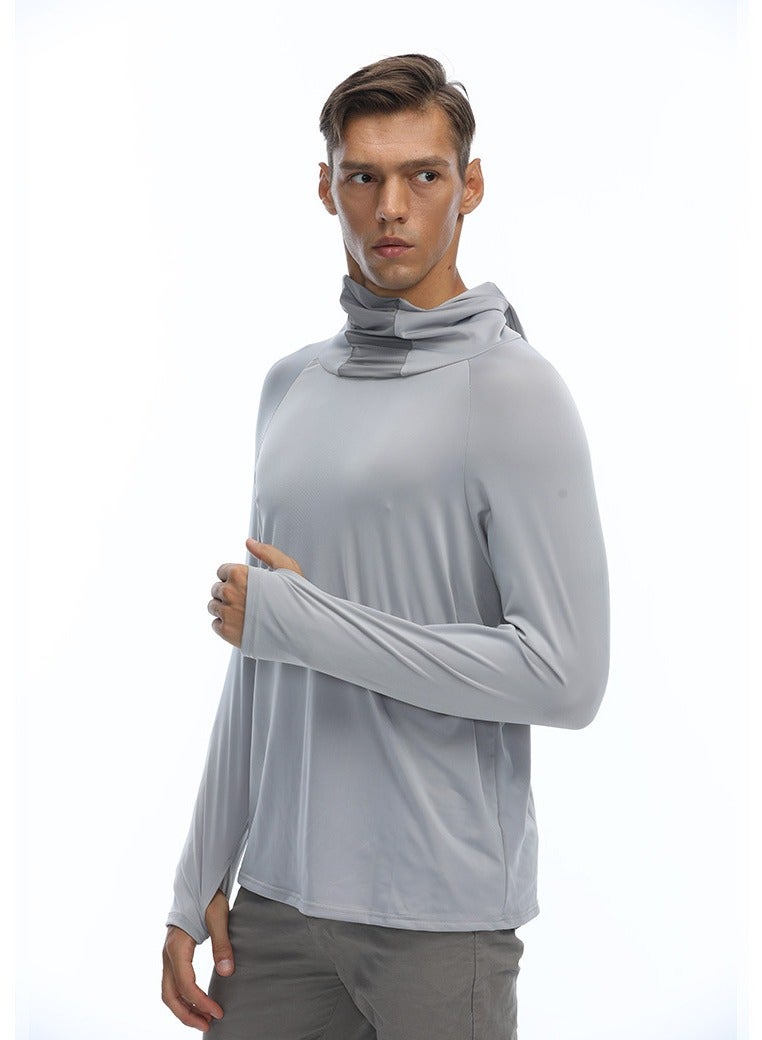 NIBEMINENT Men's Sun Protection Hoodie UPF 50+ Fishing Hiking Shirt UV Shirts with Mask for Men Long Sleeve Lightweight  - Image 3