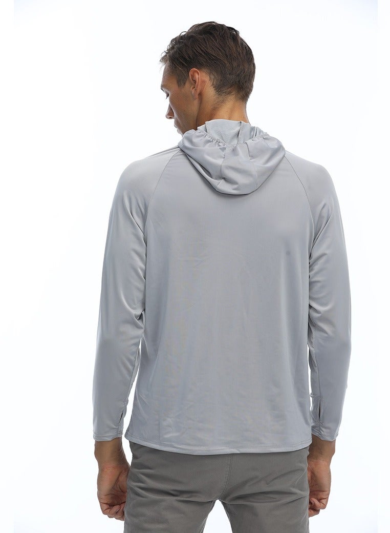 NIBEMINENT Men's Sun Protection Hoodie UPF 50+ Fishing Hiking Shirt UV Shirts with Mask for Men Long Sleeve Lightweight  - Image 5
