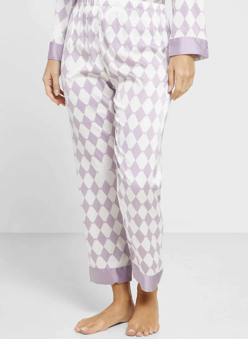 ELLA Check Printed Pyjama Pant Set