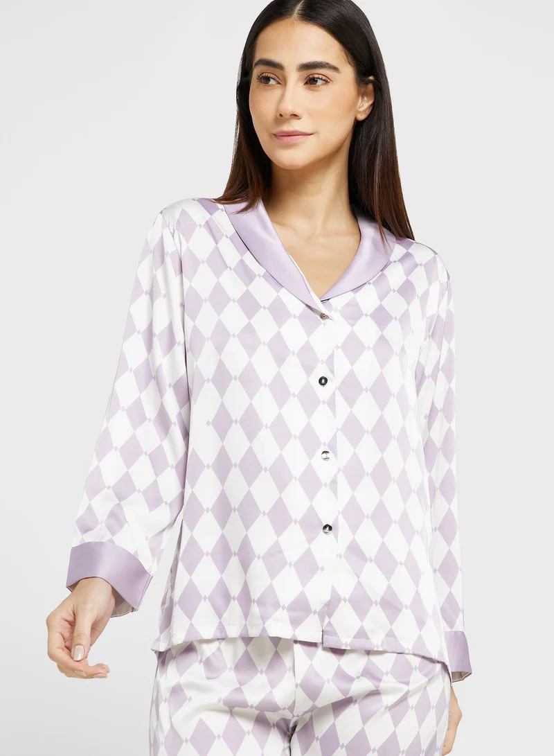 ELLA Check Printed Pyjama Pant Set