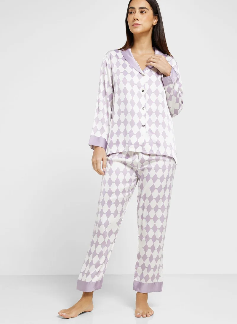 ELLA Check Printed Pyjama Pant Set