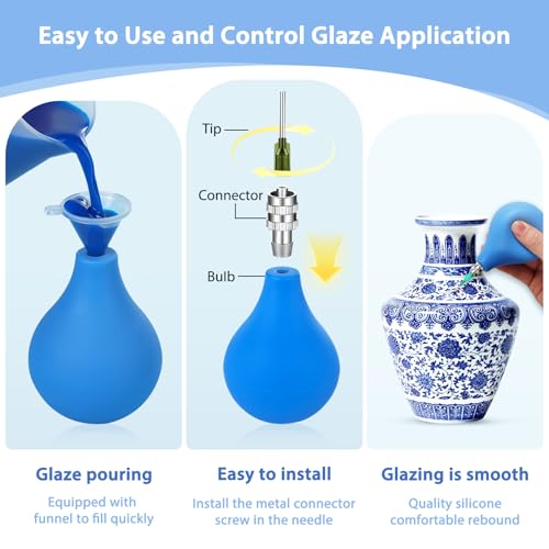Jupwalz 151 Pcs Pottery Tools Supplies Ceramic Precision Applicator, 3 Ounce Slip Trailer Bottle and 8 Sizes Precision Needle Tip for Pottery Ceramic Glaze, Clay Tools and Supplies Set - Image 4