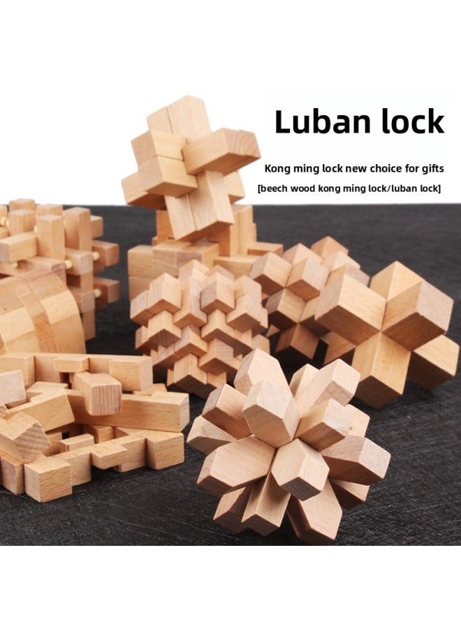 null - Kong Ming Lock Luban Lock Full Set Children's Educational Toys Large Adult High Difficulty Primary School Student Luban Lock Suit-Color:DN-Luban Lock Six-piece Set B - Image 1