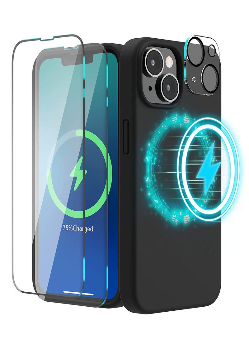 Magnetic Case Designed for iPhone 14 Case 6.1 inch (2022), Compatible with MagSafe, Liquid Silicone Phone Case for iPhone 14, Black - Image 1