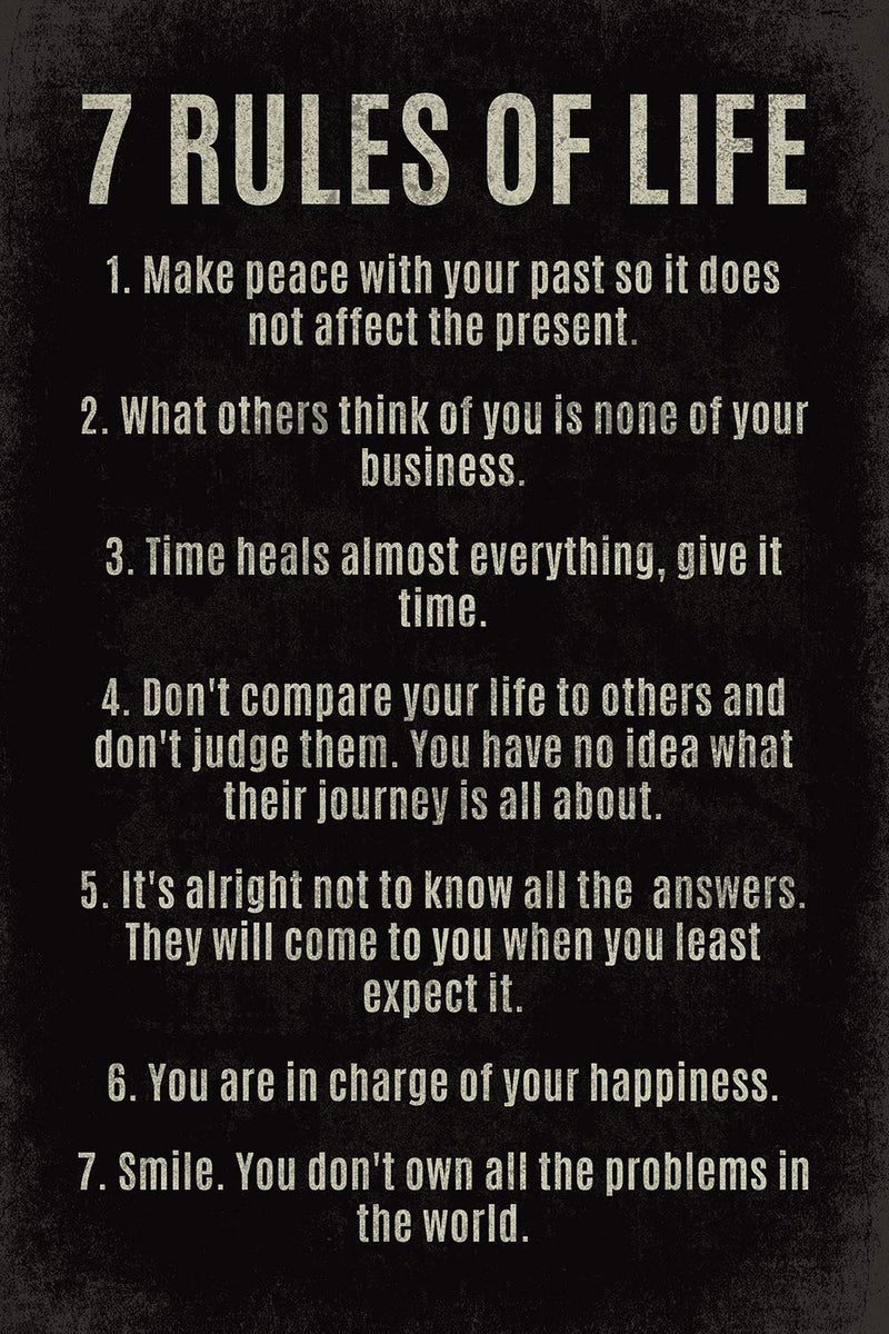 Keep Calm Collection 7 Rules Of Life, motivational poster print - Image 1