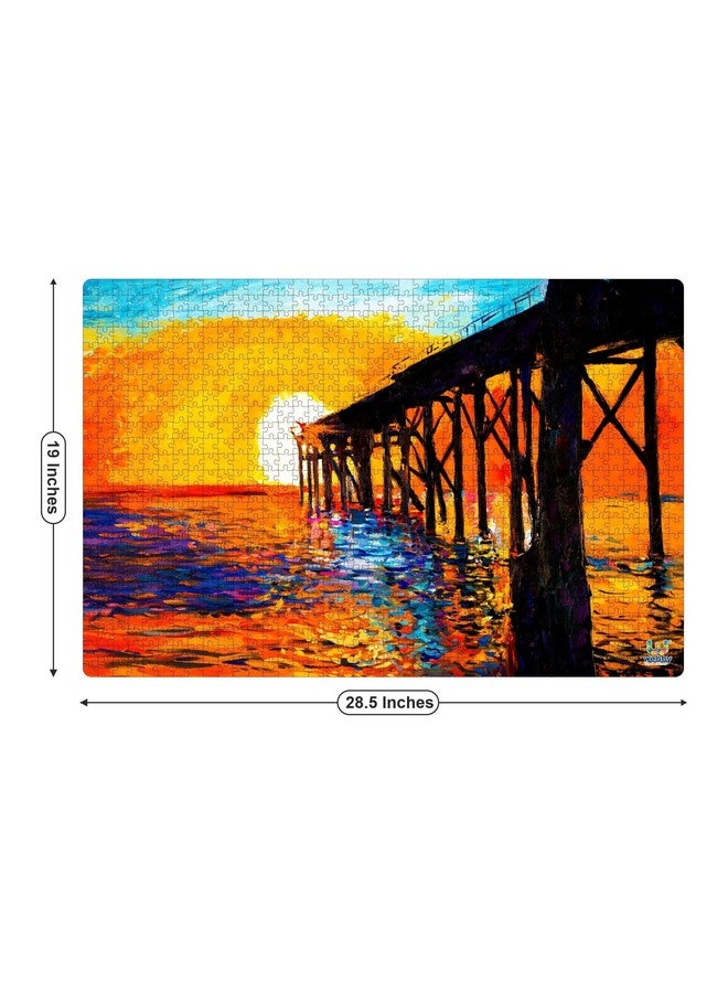 Webby Wooden Sunset Over The Bridge Jigsaw Puzzle, 1000 Pieces, Multicolor - Image 2