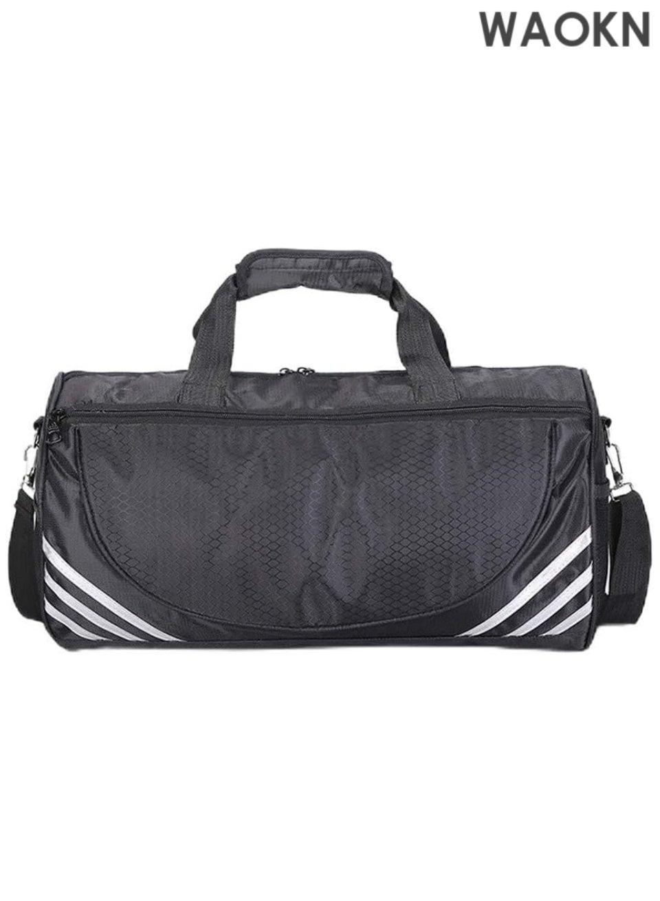 Water Resistant Sports Gym Shoulder Bag - Travel Weekender Duffel Bag for Men & Women with Shoe Compartment - Lightweight Large Capacity Workout Bag for Fitness, Swimming & Beach - Gold Anti-Theft Durable Carry-On Bag(Black Silver)