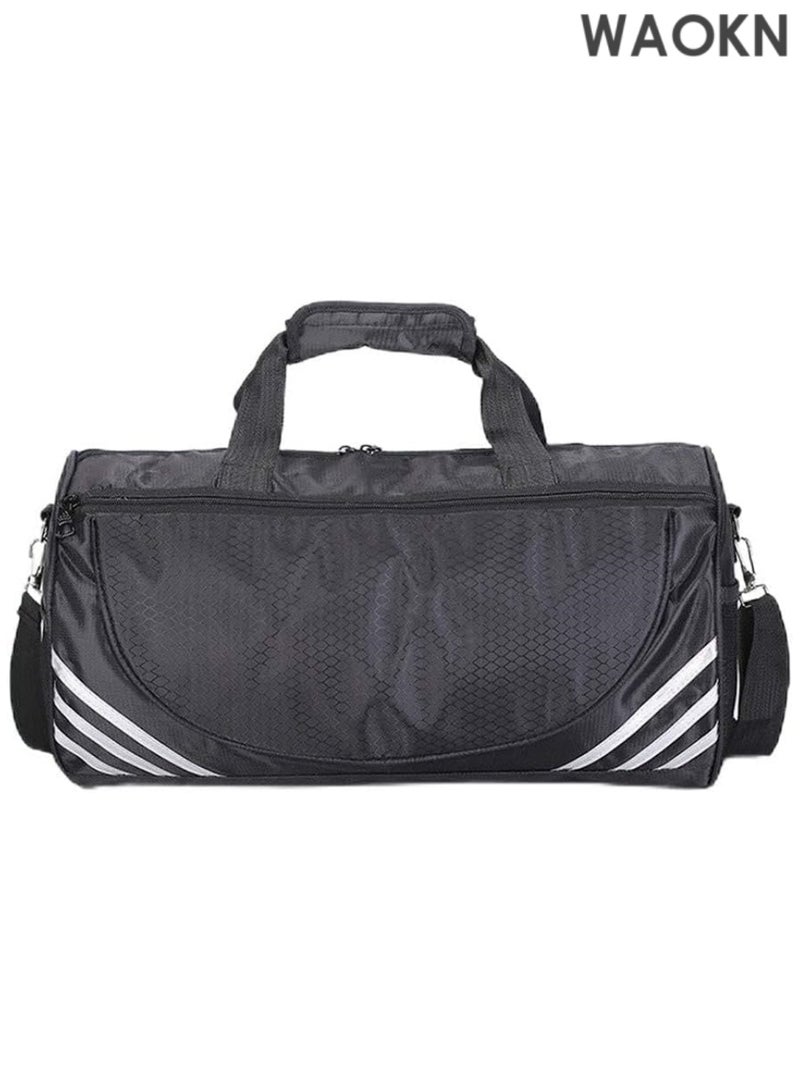 WAOKN Water Resistant Sports Gym Shoulder Bag - Travel Weekender Duffel Bag for Men & Women with Shoe Compartment - Lightweight Large Capacity Workout Bag for Fitness, Swimming & Beach - Gold Anti-Theft Durable Carry-On Bag（Black Silver） - Image 1