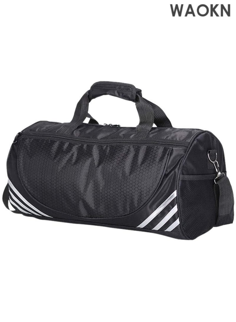 WAOKN Water Resistant Sports Gym Shoulder Bag - Travel Weekender Duffel Bag for Men & Women with Shoe Compartment - Lightweight Large Capacity Workout Bag for Fitness, Swimming & Beach - Gold Anti-Theft Durable Carry-On Bag（Black Silver） - Image 4