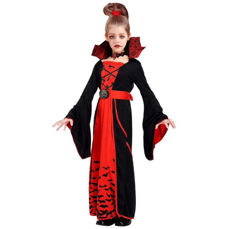 ThinkMax Halloween Vampire Costume for GirlsKids Royal Queen Skirt for Halloween Dress Up PartyL1012 Years - Image 2