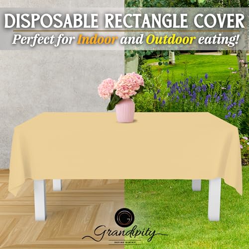 Grandipity Ivory Plastic Table Cloth Disposable (6 Pk) 54in x 108in Plastic Tablecloths for Rectangle Tables - Premium Party Table Cloths Disposable for 6ft to 8ft Rectangle Tables - Image 5