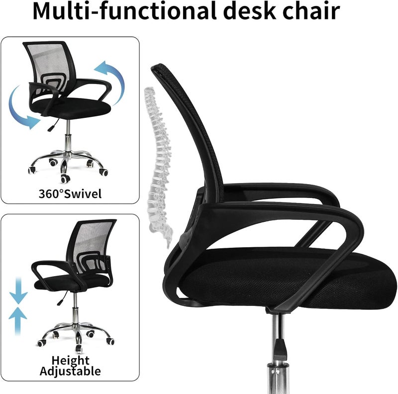 SKY-TOUCH Office Chair,Comfort Ergonomic Height Adjustable Desk Chair With Lumbar Support Backrest,Black,49 * 56 * 95Cm - Image 5