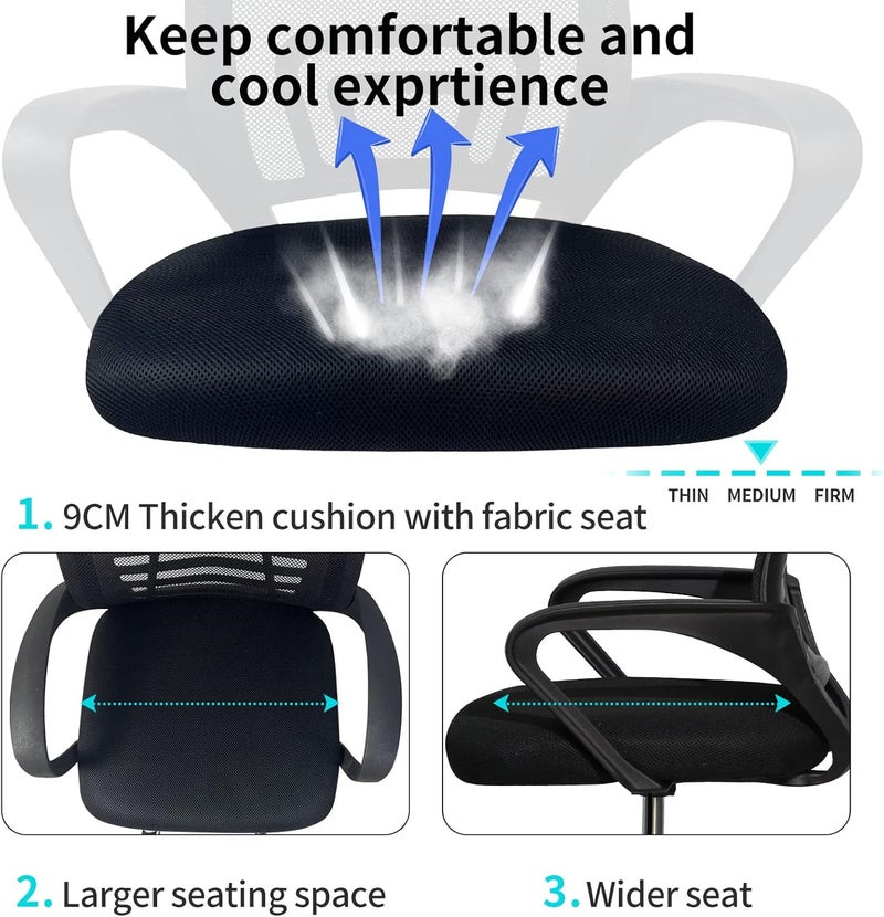 SKY-TOUCH Office Chair,Comfort Ergonomic Height Adjustable Desk Chair With Lumbar Support Backrest,Black,49 * 56 * 95Cm - Image 4