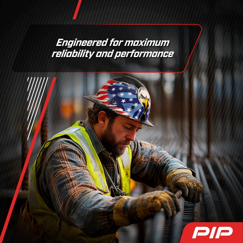 PIP Dynamic WolfJaw Fiberglass Full Brim Hard Hat with Wheel Ratchet, 8 Point Suspension, ANSI/ISEA Z89.1 Type 1 Certified, Glass G Electrical Rating, Black (280-HP1481EAG-11) - Image 5