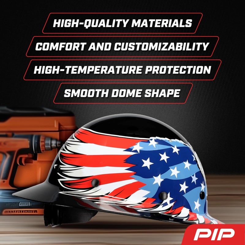 PIP Dynamic WolfJaw Fiberglass Full Brim Hard Hat with Wheel Ratchet, 8 Point Suspension, ANSI/ISEA Z89.1 Type 1 Certified, Glass G Electrical Rating, Black (280-HP1481EAG-11) - Image 2