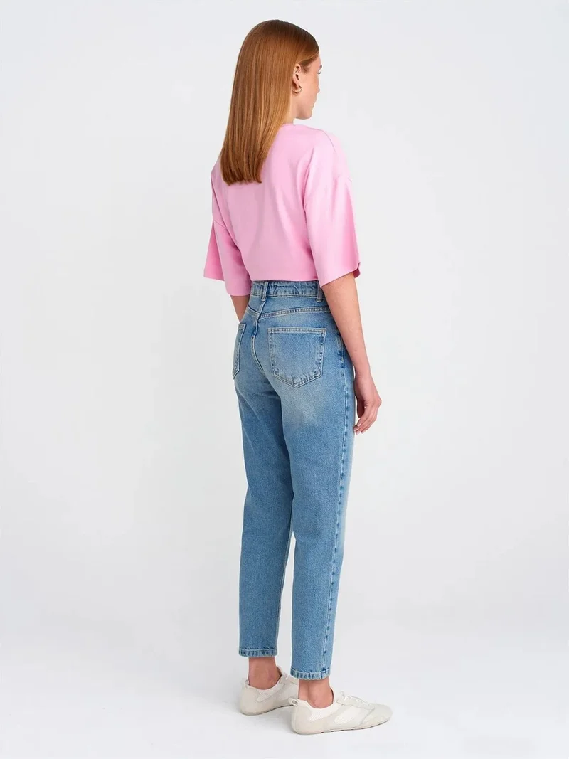 ديلفين Dilvin High-Waist Straight-Leg Mom Jeans