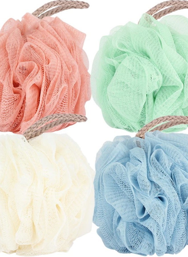 Fu Store Loofah Sponge Shower Loofahs 50g Bath Sponges Mesh Balls 4 Colors for Body Scrubber Exfoliator Wash Back Scrubber Bathroom Men Women - 4 Pack Scrubbers Cleaning Bathing Accessories - Image 1