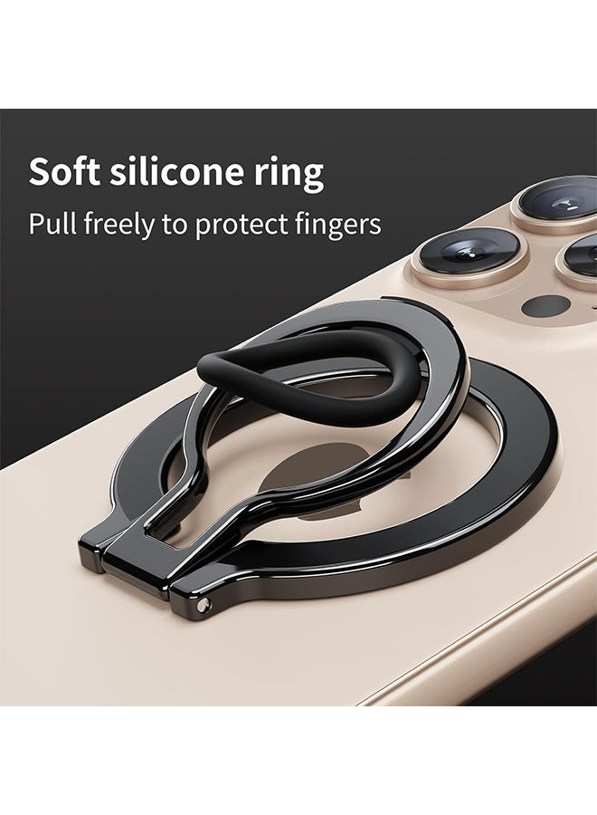 RESONIX MagSafe Magnetic Phone Grip with Magnetic Ring, Wireless Charging Compatible, Fits iPhone 16/15/14/13/12 Pro Max & More (Black)  - Image 2