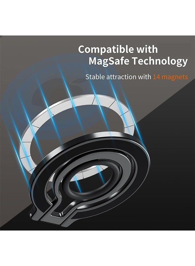 RESONIX MagSafe Magnetic Phone Grip with Magnetic Ring, Wireless Charging Compatible, Fits iPhone 16/15/14/13/12 Pro Max & More (Black)  - Image 3