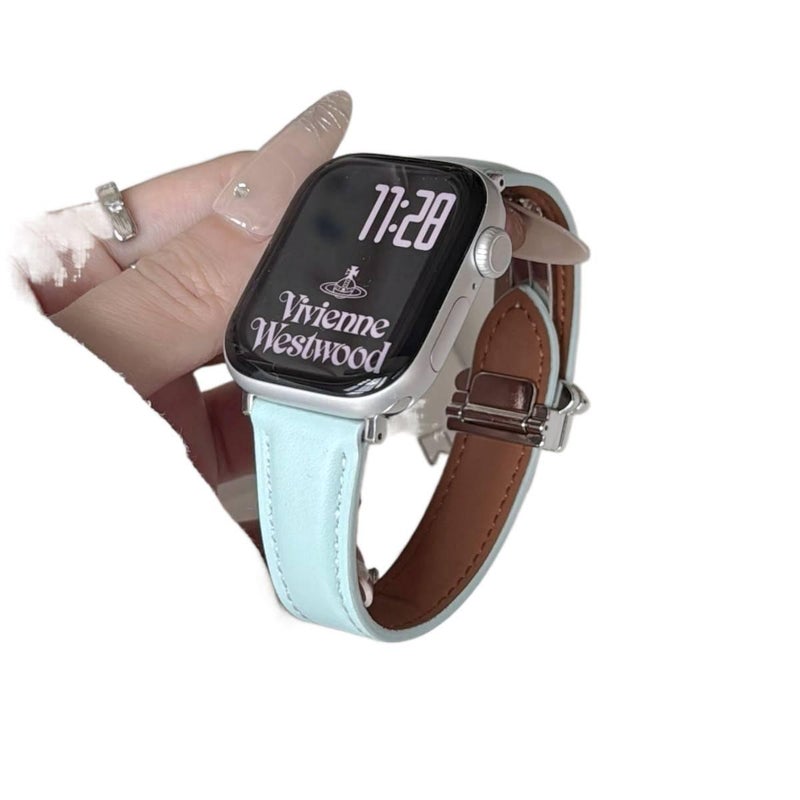 AD سوار ساعة ذكية سوار جلدي كلاسيكي متوافق مع Apple Watch Ultra بملاءمة قابلة للتعديل وحزام بديل للاستخدام اليومي باللون أسود قابل للتعديل باللون الأسود - Image 3