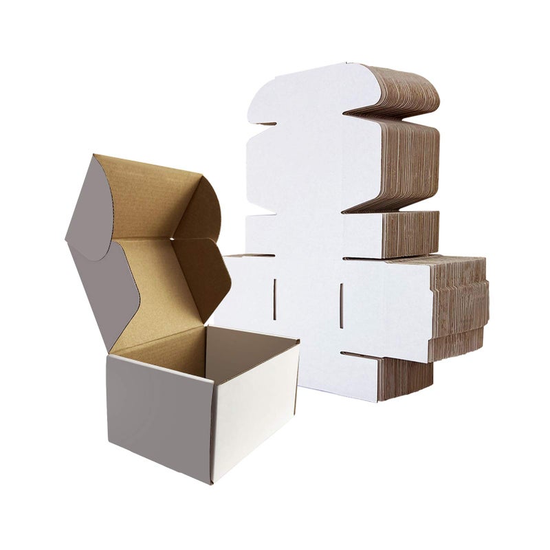 RLAVBL 6x4x3 Inches Shipping Boxes Set of 25, White Small Corrugated Cardboard Box, Mailer Boxes for Packing Small Business - Image 1