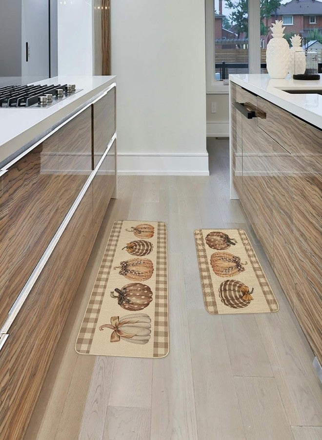 ARKENY Fall Kitchen Rugs Set of 2,Thanksgiving Autumn Pumpkin Decorative Kitchen Mats for Floor， Seasonal Non-Slip Absorbent Rug and Door Mat- - 17x29 and 17x47 Inch-AKM082 - Image 5