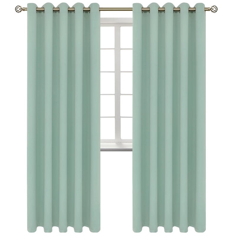BGment Blackout Curtains - Grommet Thermal Insulated Room Darkening Bedroom and Living Room Curtains  Set of 2 Panels (70 x 63 Inch  Frosty Green) - Image 1