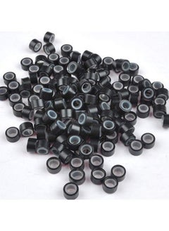 Ritzkart 100 Pc Micro Ring For Extensionaluminium With Silicone Micro Rings Beads Loop Black  - Image 1