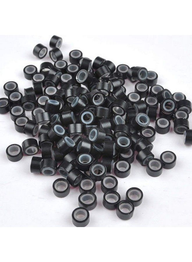 Ritzkart 100 Pc Micro Ring For Extensionaluminium With Silicone Micro Rings Beads Loop Black - Image 1