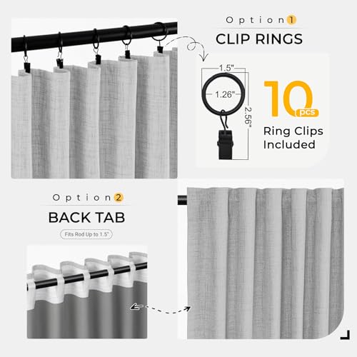 INOVADAY Thermal Sliding Door Curtains 100% Blackout Curtains for Bedroom, Sliding Glass Door Drapes Extra Wide for Patio Linen Textured Farmhouse Window Treatment, Grey, 1 Panel, W50xL96 - Image 4