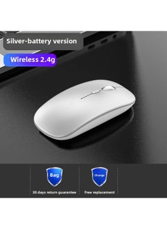 Wireless Mouse Charging Mute Bluetooth Dual-mode Home Office Laptop Desktop External Unlimited Mouse-Specifications:Silver Wireless Version [battery Version + Strong Battery Life]