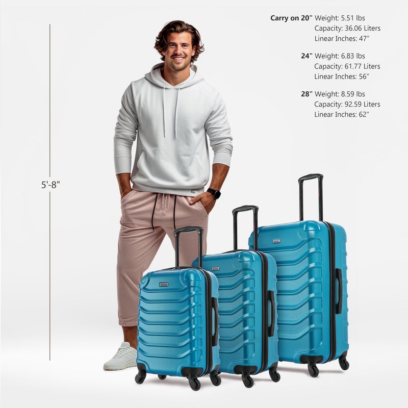 InUSA ENDURANCE Luggage with Spinner Wheels | Durable Lightweight Hardside Suitcase, Spacious Travel Bag with Handle and Trolley | 28-Inch Large Checked Luggage | Teal - Image 2