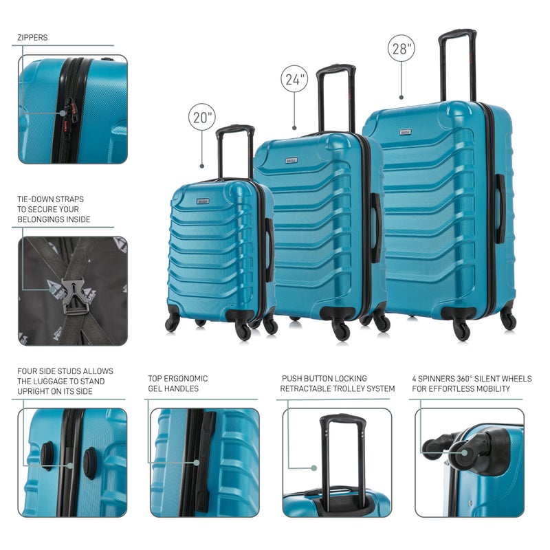 InUSA ENDURANCE Luggage with Spinner Wheels | Durable Lightweight Hardside Suitcase, Spacious Travel Bag with Handle and Trolley | 28-Inch Large Checked Luggage | Teal - Image 3
