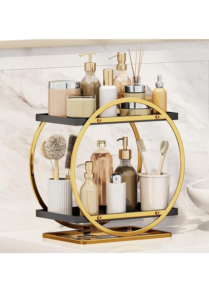 TRASSLE 2 Tier Perfume Organizer for Dresser, Bathroom Counter Organizer, Makeup Organizer Countertop for Vanity, Skincare Organizer Perfume Holder Tray Cosmetic Display Rack, Gifts for Women  - Image 1