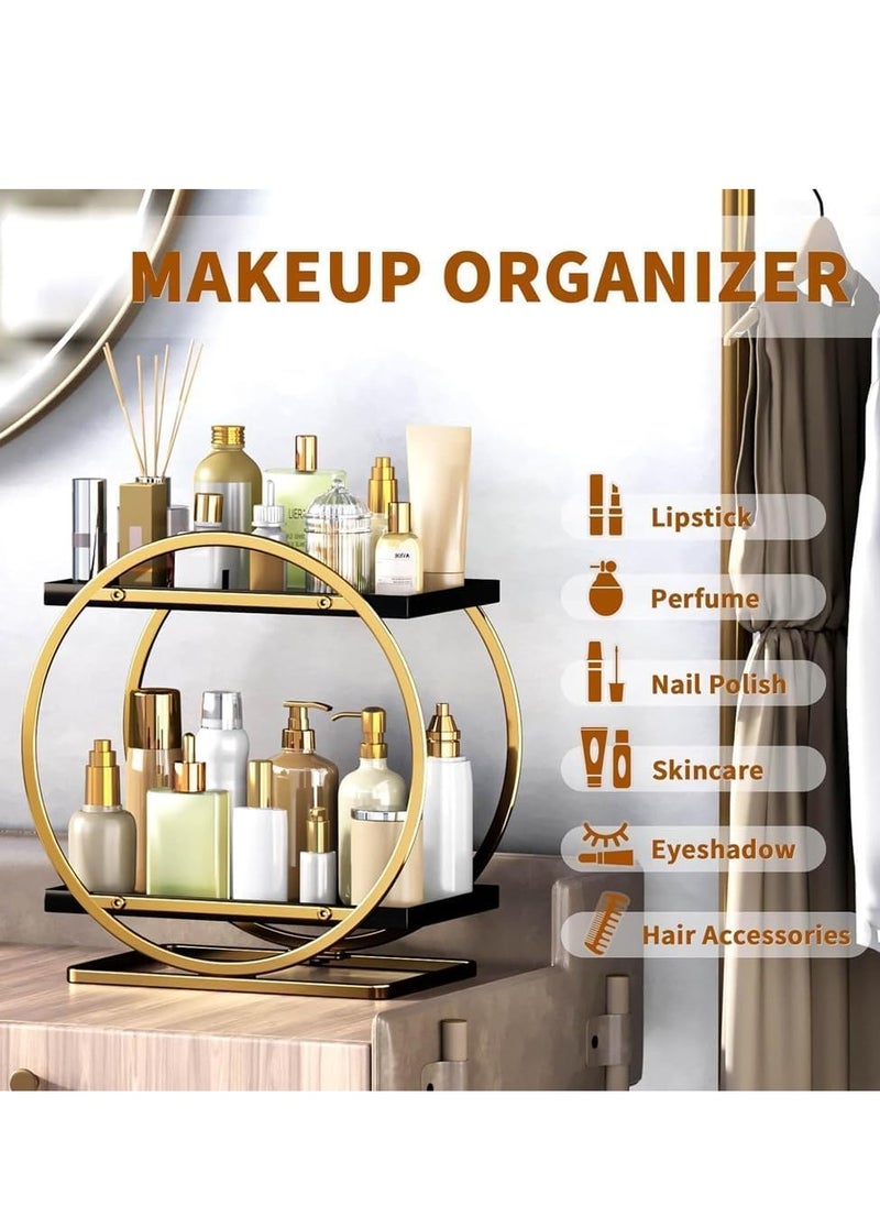 TRASSLE 2 Tier Perfume Organizer for Dresser, Bathroom Counter Organizer, Makeup Organizer Countertop for Vanity, Skincare Organizer Perfume Holder Tray Cosmetic Display Rack, Gifts for Women  - Image 4