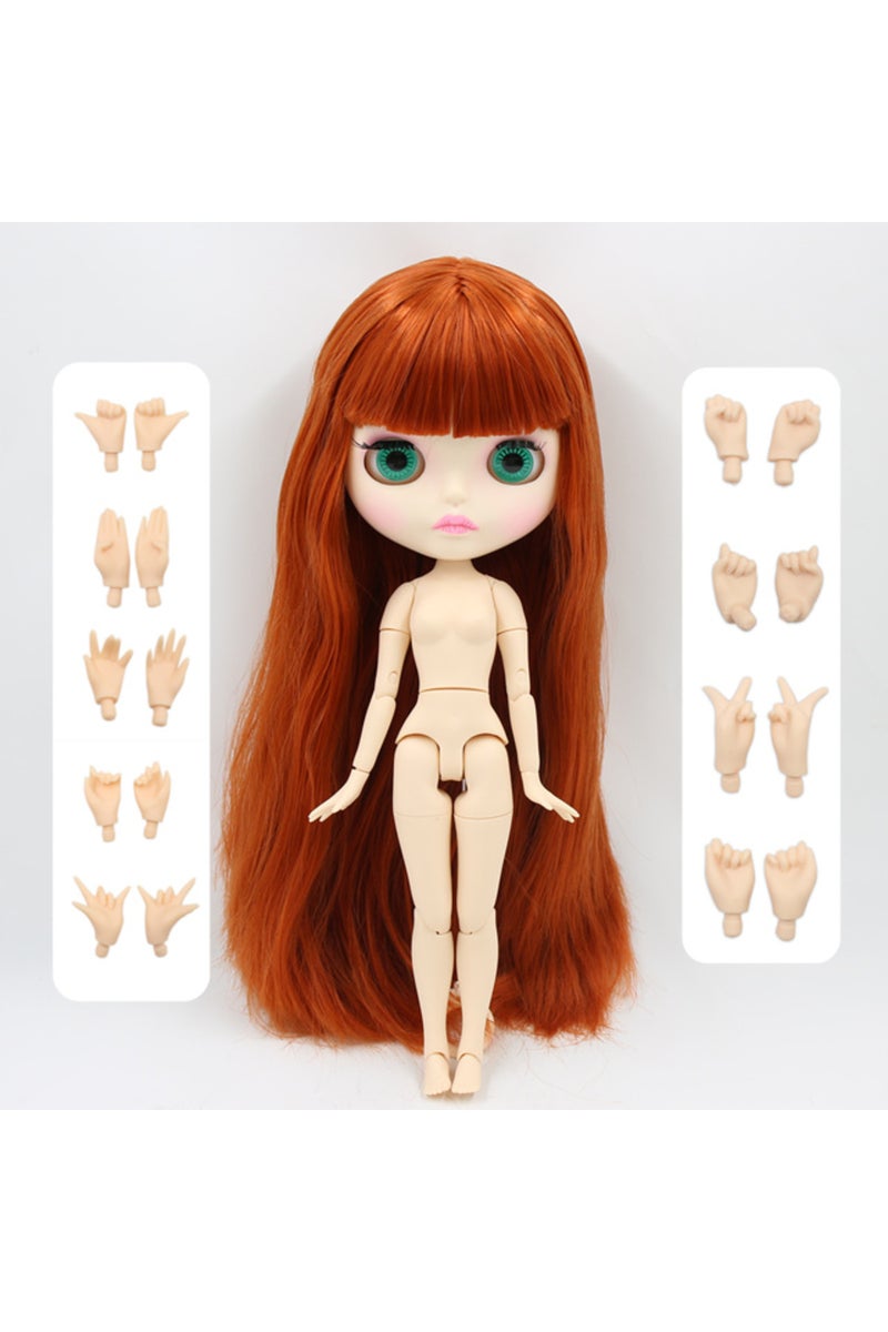 white skin nude doll new matte face ICY DBS Blyth Doll 1/6 bjd toy 30cm red brown Hair white skin jo