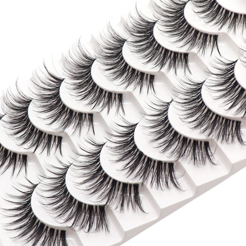Losha Eyelashes Wispy Lashes Natural Look 8 Pairs Clear Band False Eyelashes Handmade Reusable Fake Eye Lashes Pack (G1) - Image 3