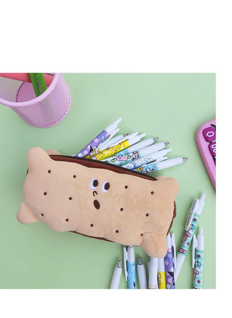 KASTWAVE - Kawaii Pencil Pen Case, Funny Biscuit Stationery Bag, Anime Stationery Pouch, High Capacity Stationery Case, Suitable for Students Teens Girls Boys - Image 1