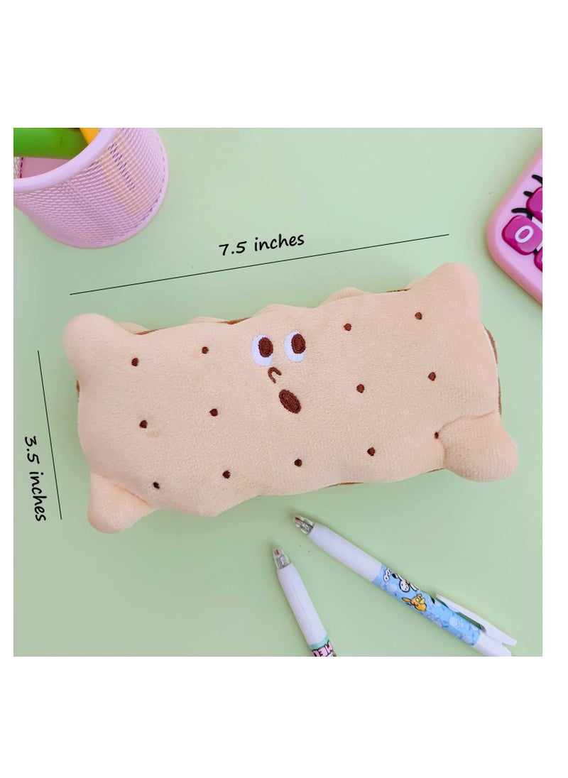 KASTWAVE - Kawaii Pencil Pen Case, Funny Biscuit Stationery Bag, Anime Stationery Pouch, High Capacity Stationery Case, Suitable for Students Teens Girls Boys - Image 1