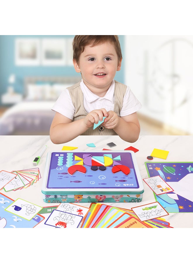 Magnetic Creative Matching Geometric Puzzle Kindergarten Early Education Logical Thinking Imagination Mindset Training Toys-Color:MWZ-Geometric Creative Puzzle - Image 3