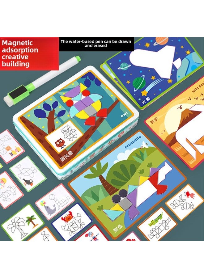 Magnetic Creative Matching Geometric Puzzle Kindergarten Early Education Logical Thinking Imagination Mindset Training Toys-Color:MWZ-Geometric Creative Puzzle - Image 2