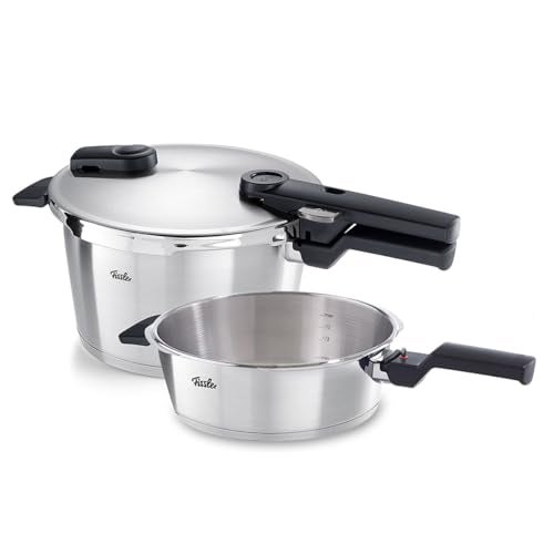 Fissler Vitaquick Premium 2 Piece Set, 2.6 Quart Pressure Skillet and 4.8 Quart Pressure Cooker - Image 1