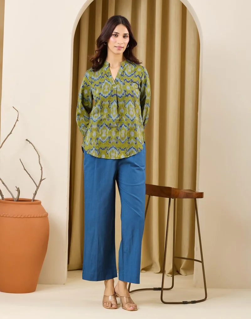 Fabindia  Green-Blue Cotton Tunic for Women | Best Price UAE
