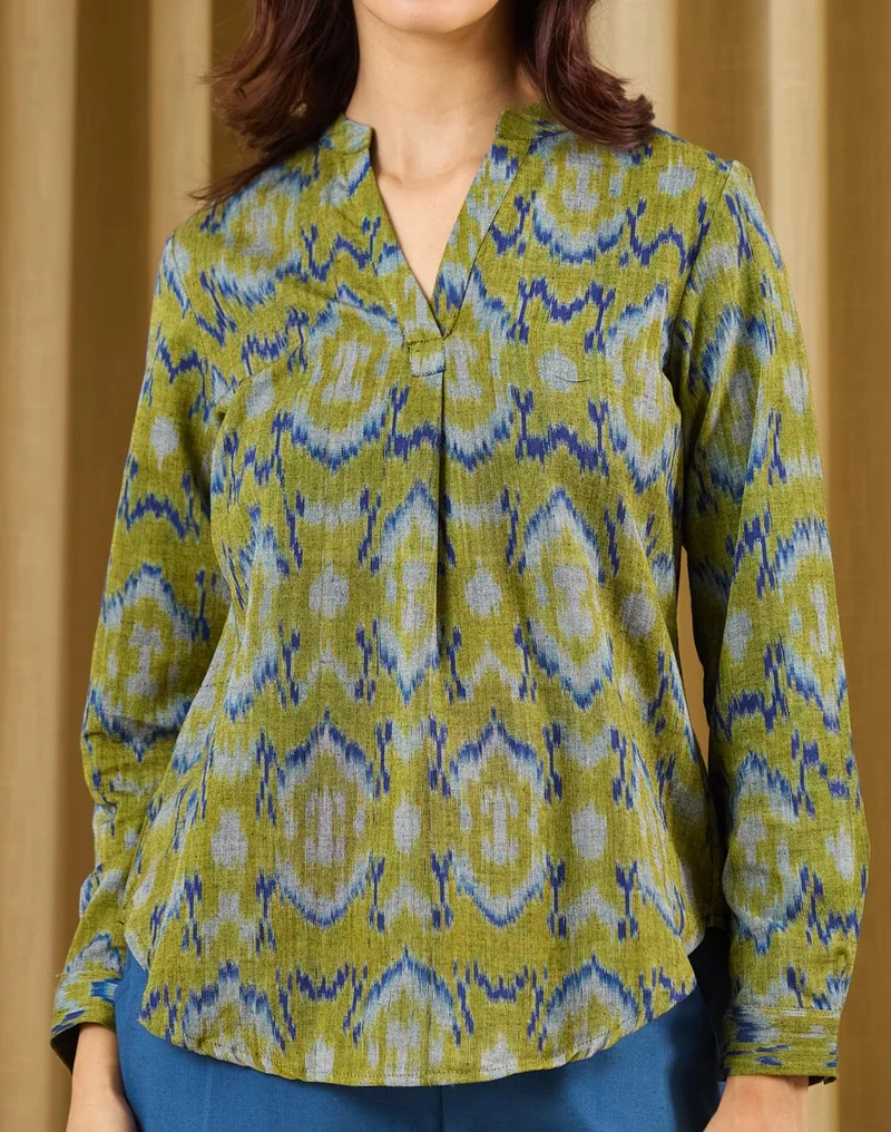 Fabindia  Green-Blue Cotton Tunic for Women | Best Price UAE