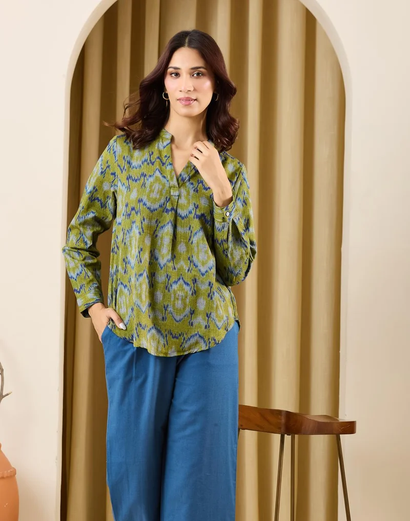 Green-Blue Cotton Tunic