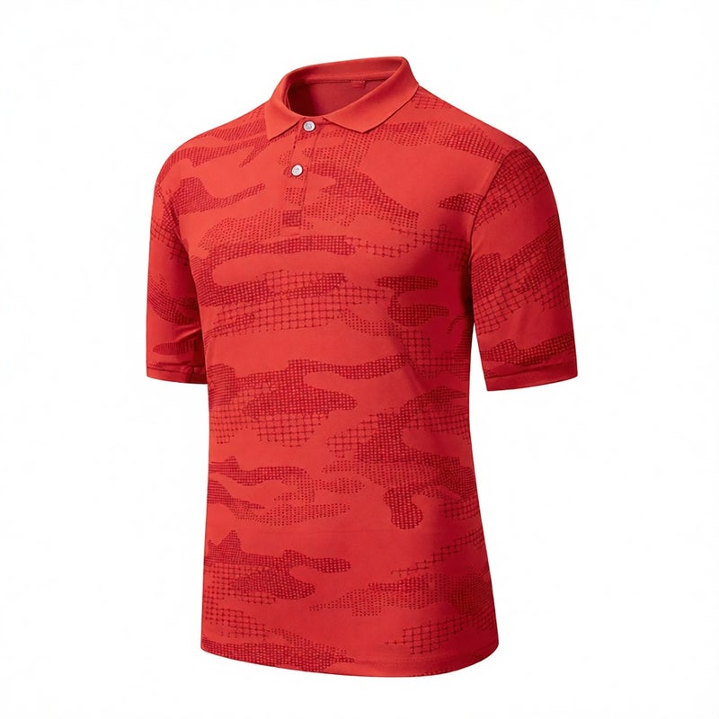 Men's Camouflage Lapel Short Sleeve Polo Shirt Summer Ice Silk Quick Dry Breathable Casual Top - Image 1